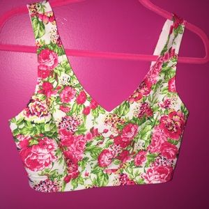 Pink floral crop top